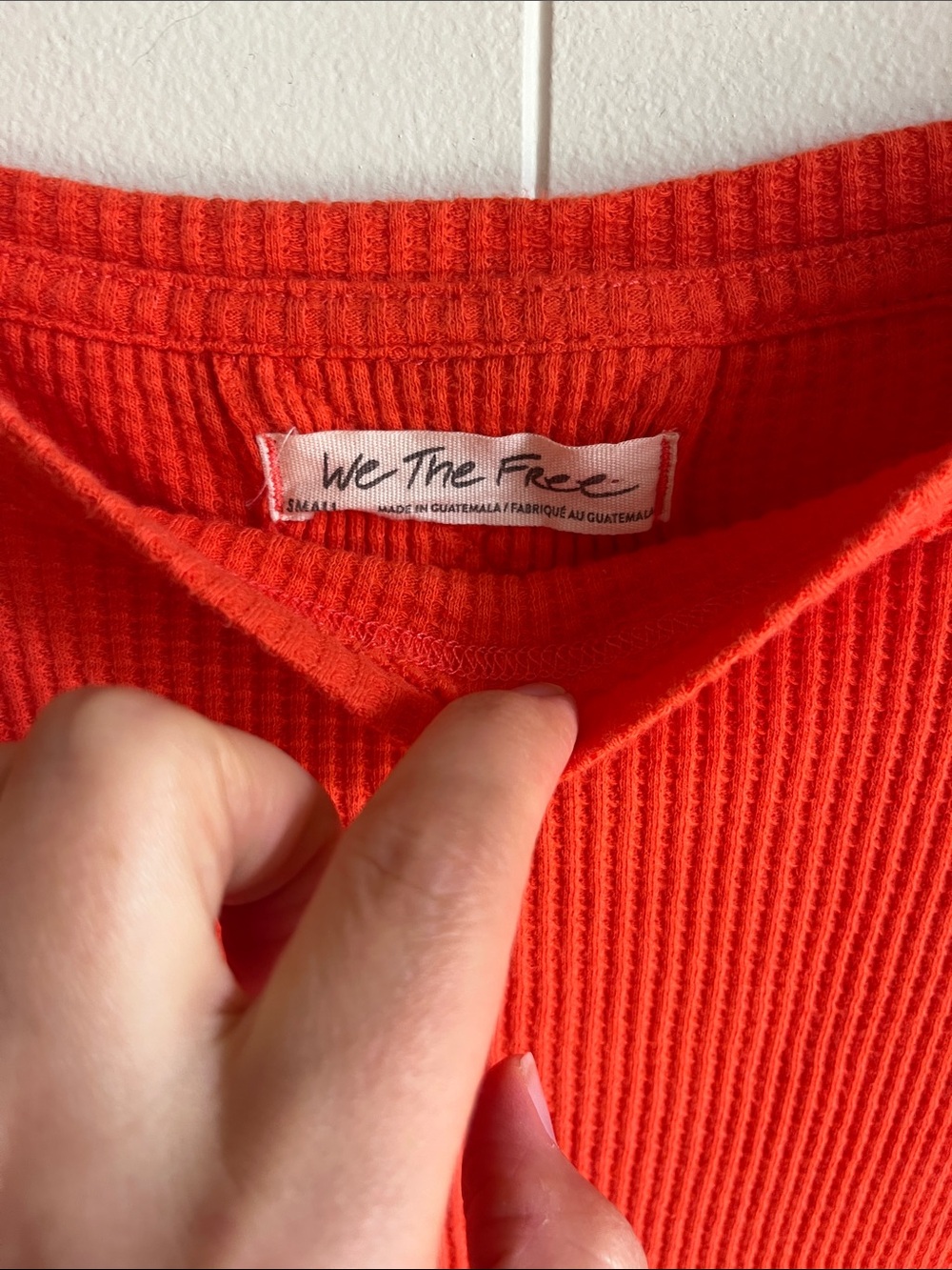 We The Free Off-the-Shoulder Snowy Thermal Tee Heat Wave Orange  Sz Sm - Picture 6 of 11
